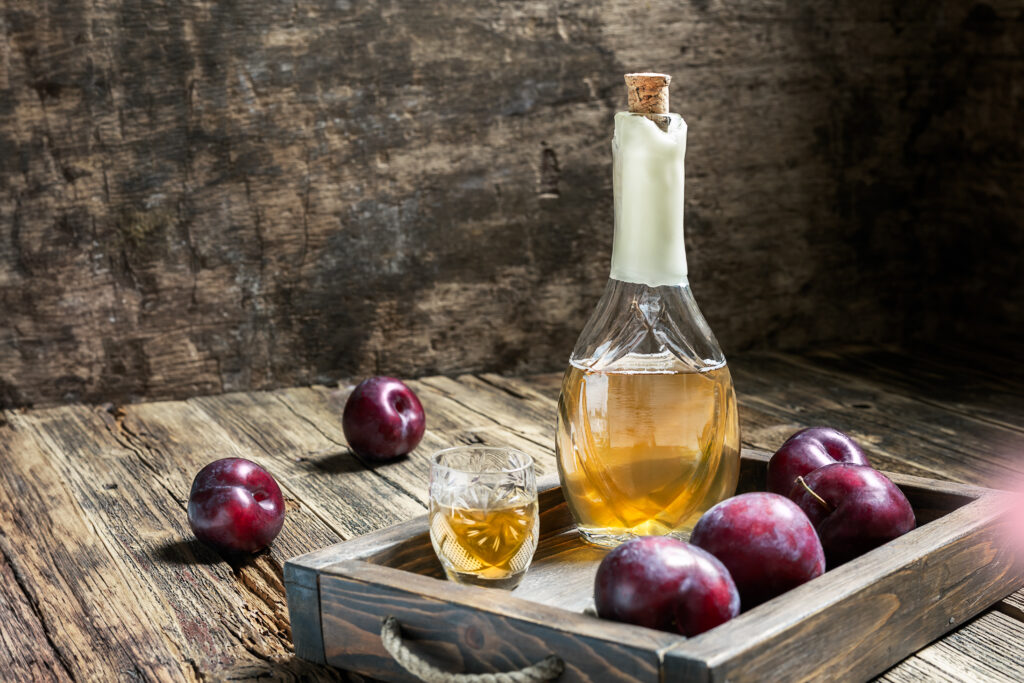 Traditional Balkan plum brandy - slivovica